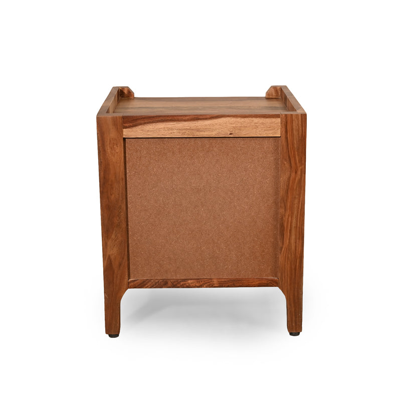 Valora Solid Sheesham Wood Bedside Table with Rattan