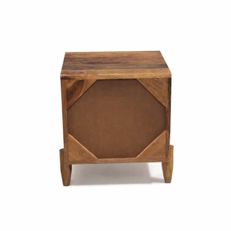 Valora Solid Sheesham Wood Bedside Table with Rattan