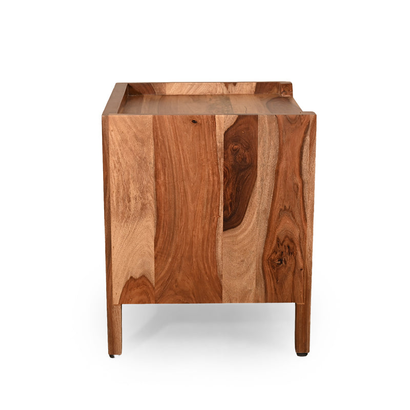Valora Solid Sheesham Wood Bedside Table with Rattan
