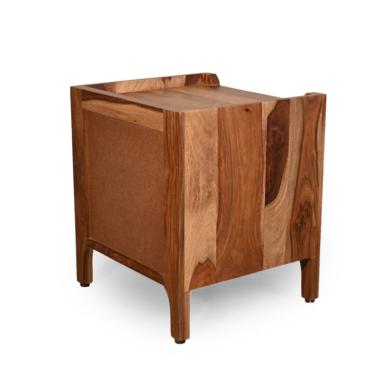 Valora Solid Sheesham Wood Bedside Table with Rattan