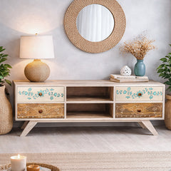 Athens Hand painted Solid Wood TV Unit Table