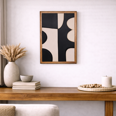 Wooden Wall Art Set of 3 in Black and White Colour