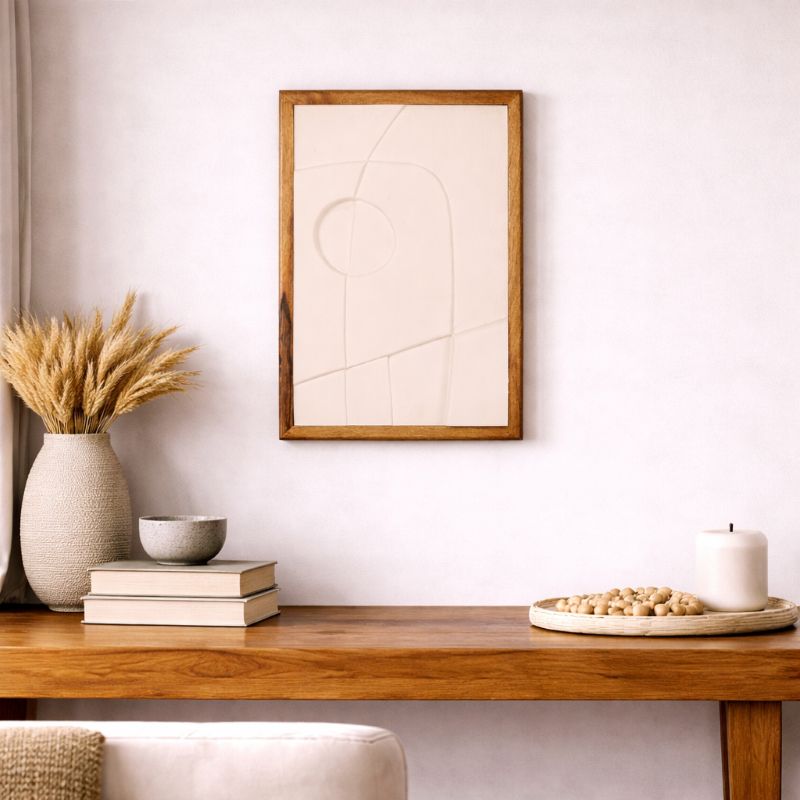 Wooden Wall Art Set of 3 in White Colour