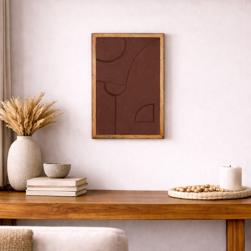 Wooden Wall Art Set of 3 in Vintage Rust Colour