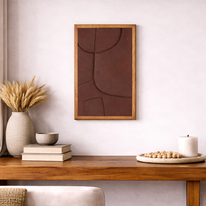 Wooden Wall Art Set of 3 in Vintage Rust Colour