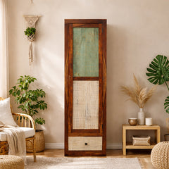 Noric Handcarved 1 Door Wardrobe with Wheel Castor