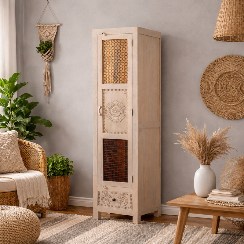 Manella Handcarved Single Door Wardrobe