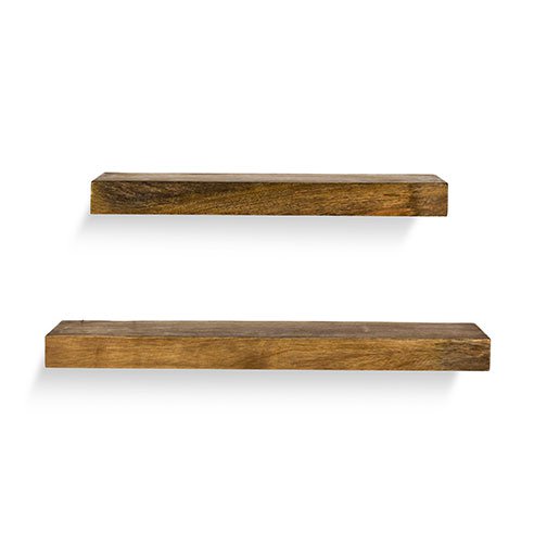 Set of two rustic wooden ledges