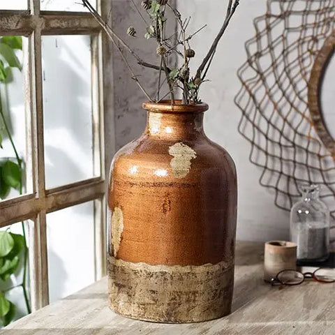Marlowe Half Glossy Tangerine Vase