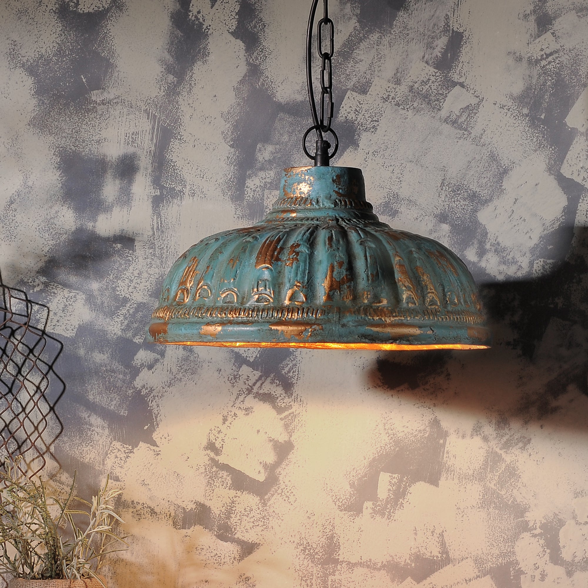 Buy Turq. Terracotta Pendant Lamp Online