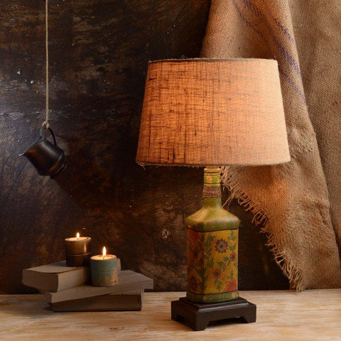 Vintage Hand Painted Glass Bottle Lamps