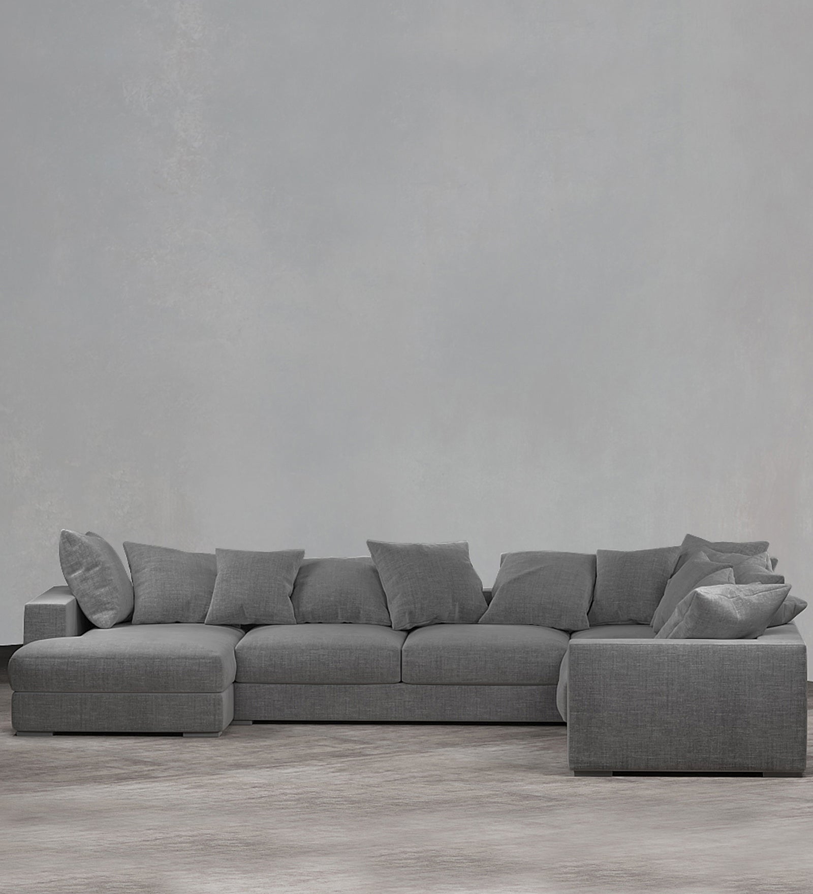 Striado Upholstered Sofa With Chaise Sectional in Beige