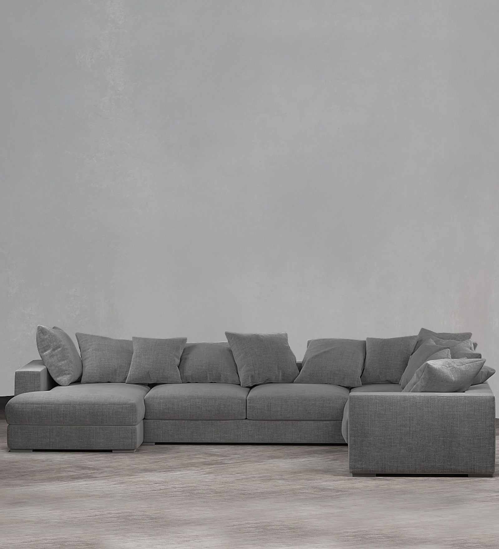 Striado Upholstered Sofa With Chaise Sectional in Beige