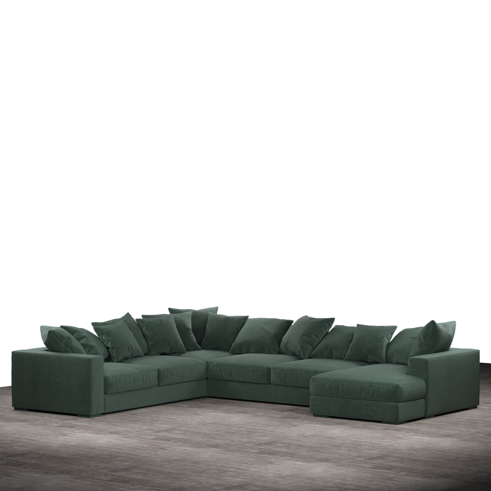 Striado Upholstered Sofa With Chaise Sectional in Beige