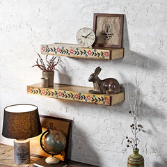 Wood Hand Painted Wall Shelves