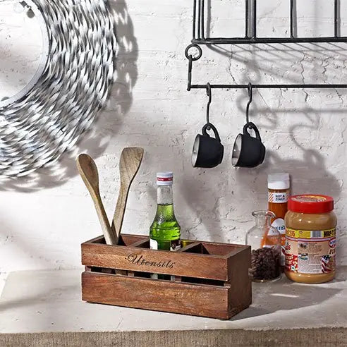 Coffee wooden condiment holder