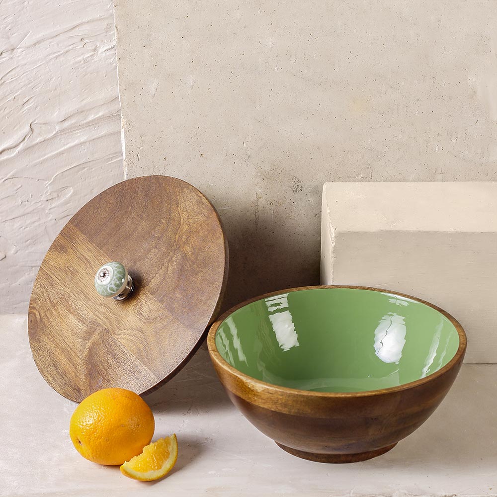 Buy Olive Green Wooden Serving Bowl online