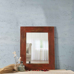 Weathered Red Bath Mirror