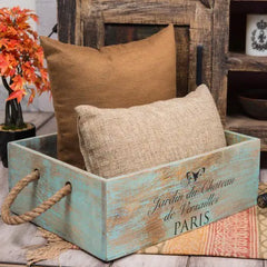 Paris Turquoise Distress Wooden Bucket