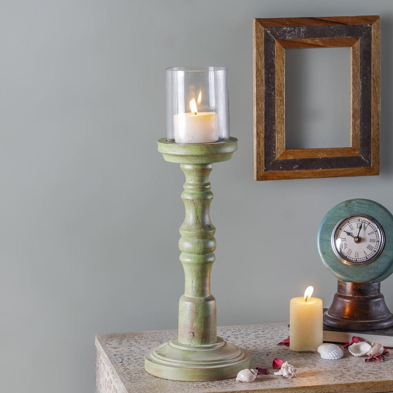 Cordelia Rustic Green Candle Stand