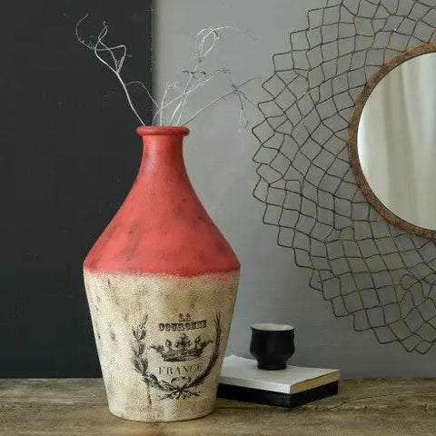 La Couronne Antique Vase Red and White
