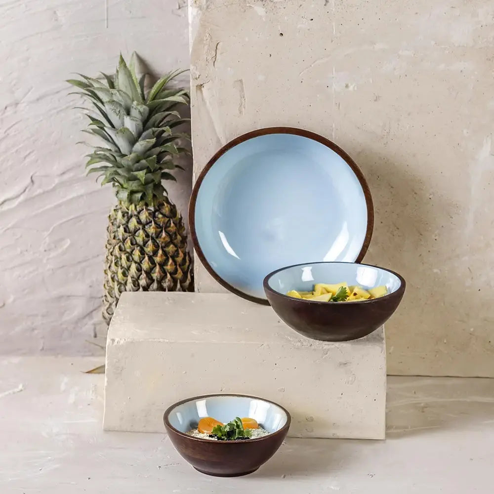 Blueberry Wooden Serving Bowl in Large Size