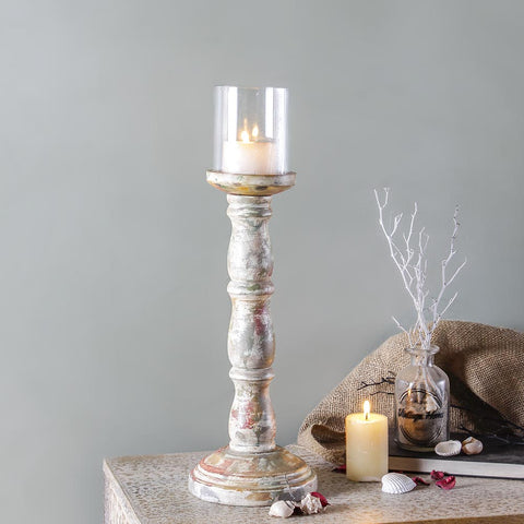 Ellie Rustic White Candle Holder