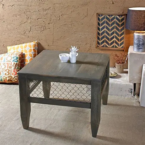 Baroque Smokey Grey Mesh End Table