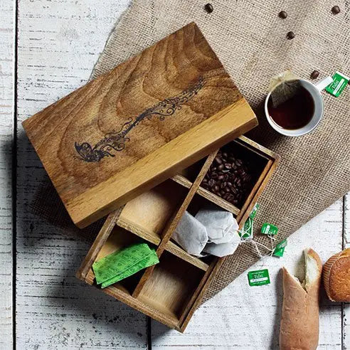 Rustic Wooden Box with 6 compartments