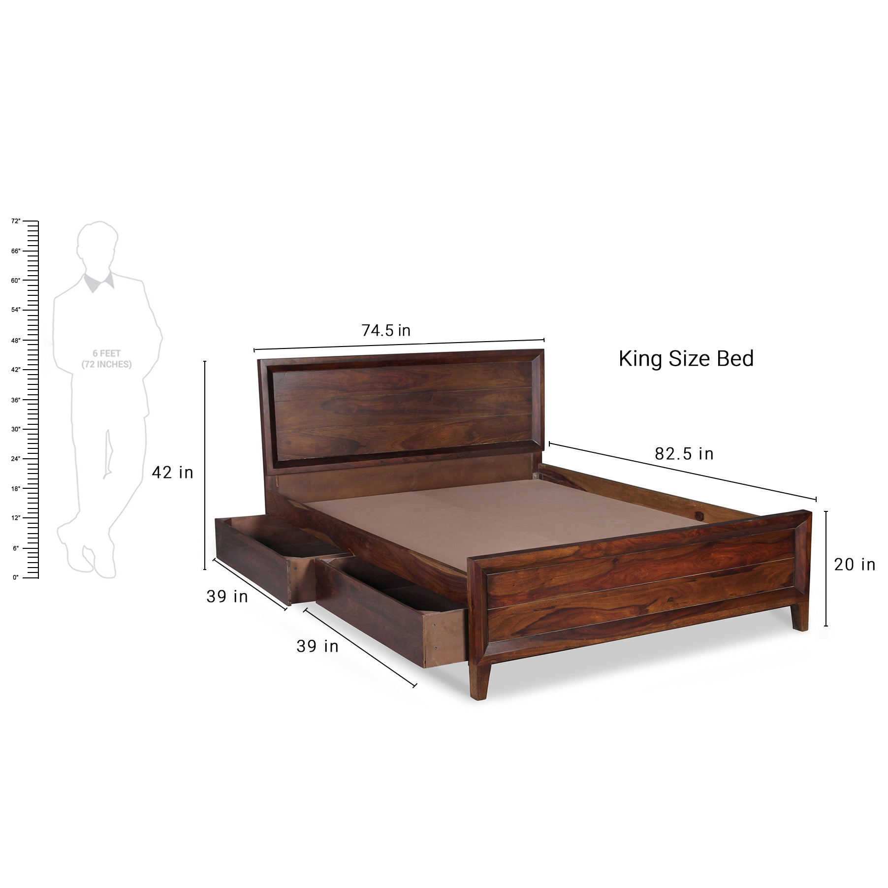 Solid Sheesham Wood Bed