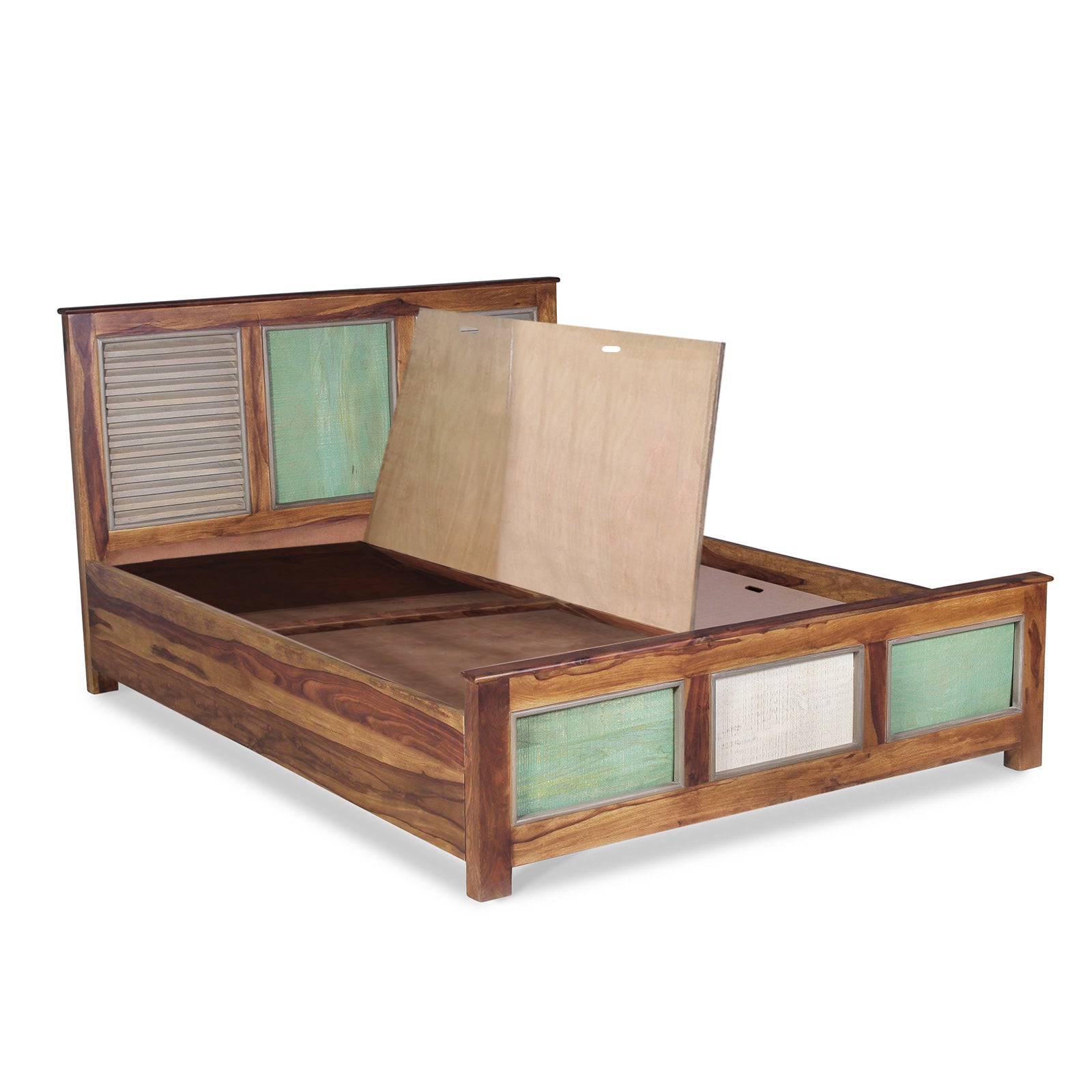 Horace Solid Wood Bed in vintage Finish with Storage
