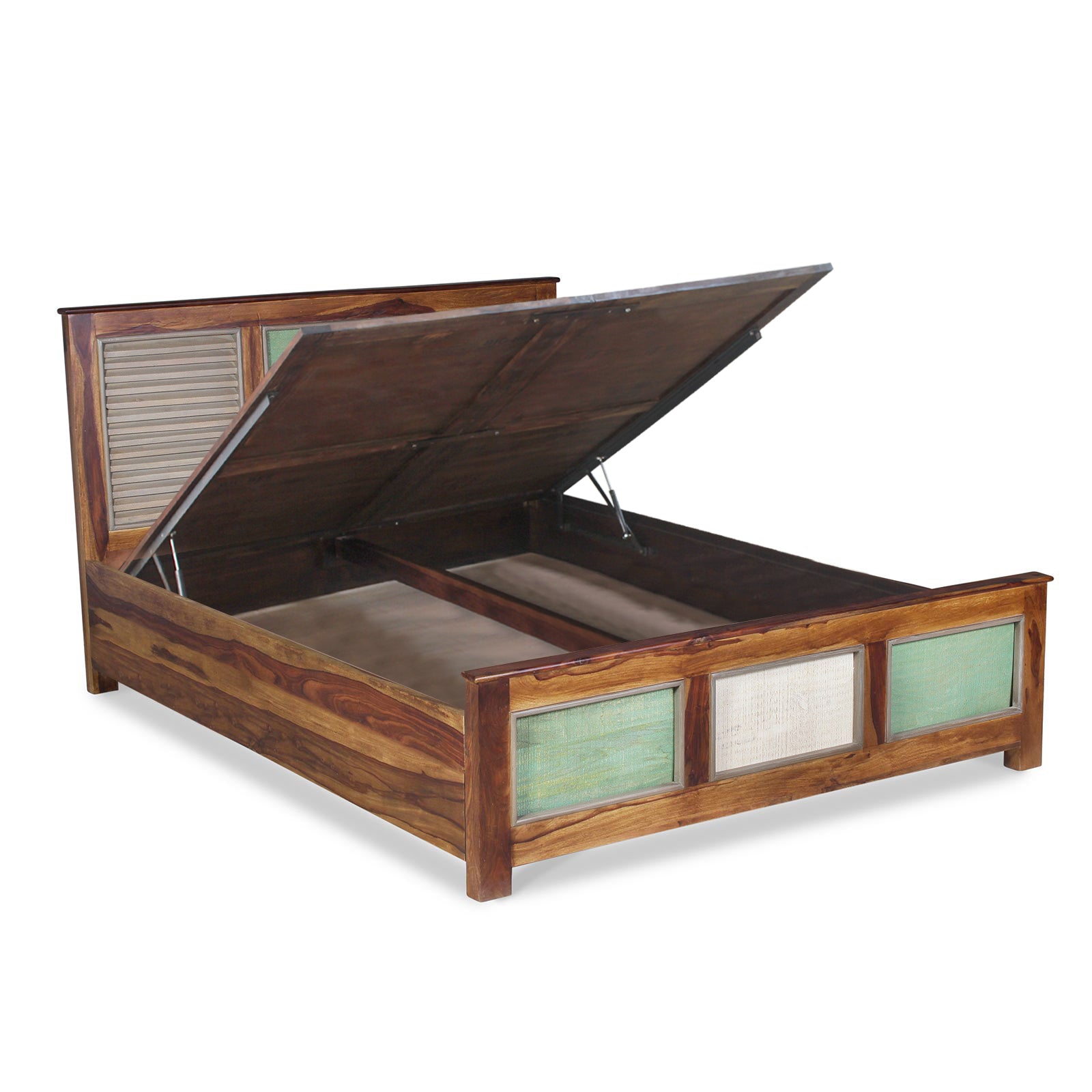 Horace Solid Wood Bed in vintage Finish with Storage