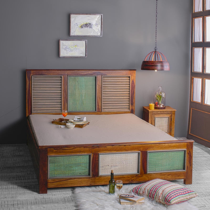 Horace Solid Wood Bed in vintage Finish