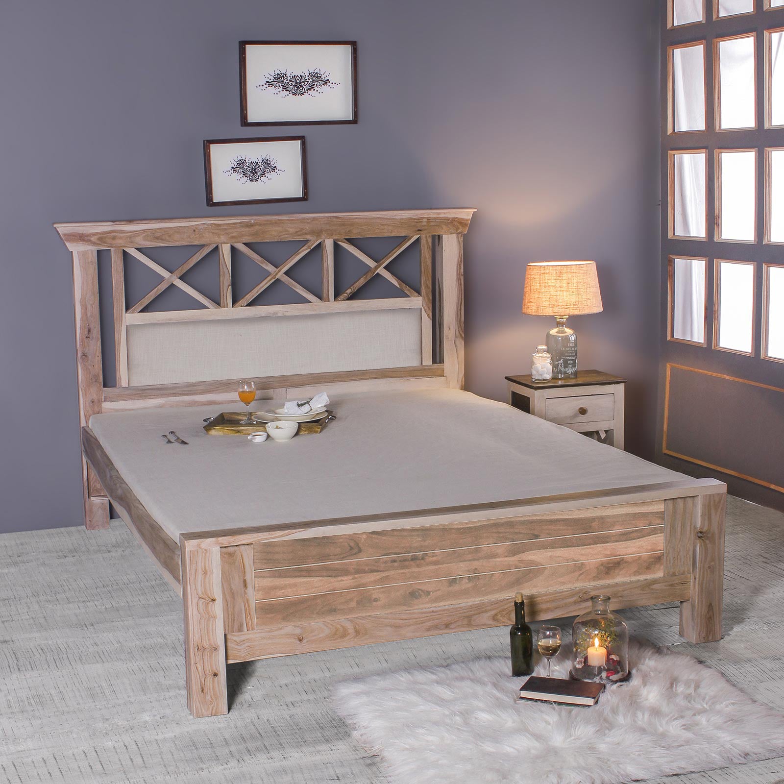 Margot Solid Sheesham Wood Bed with Storage