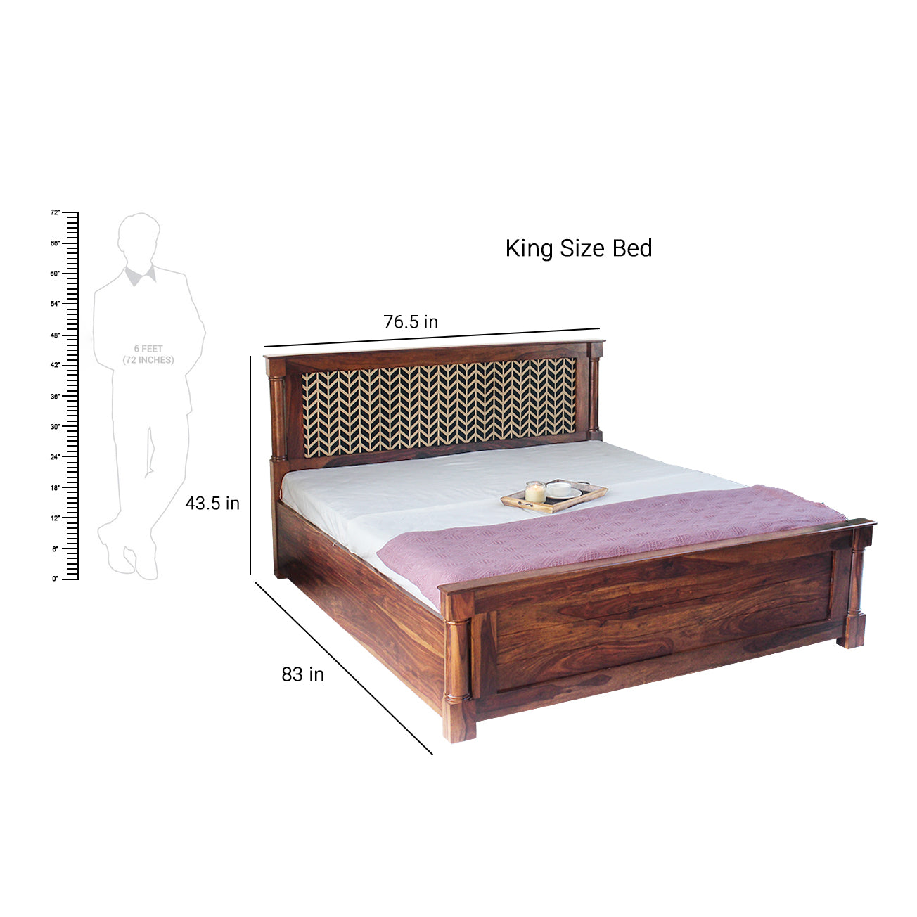 Solid Wood Bed with Storage