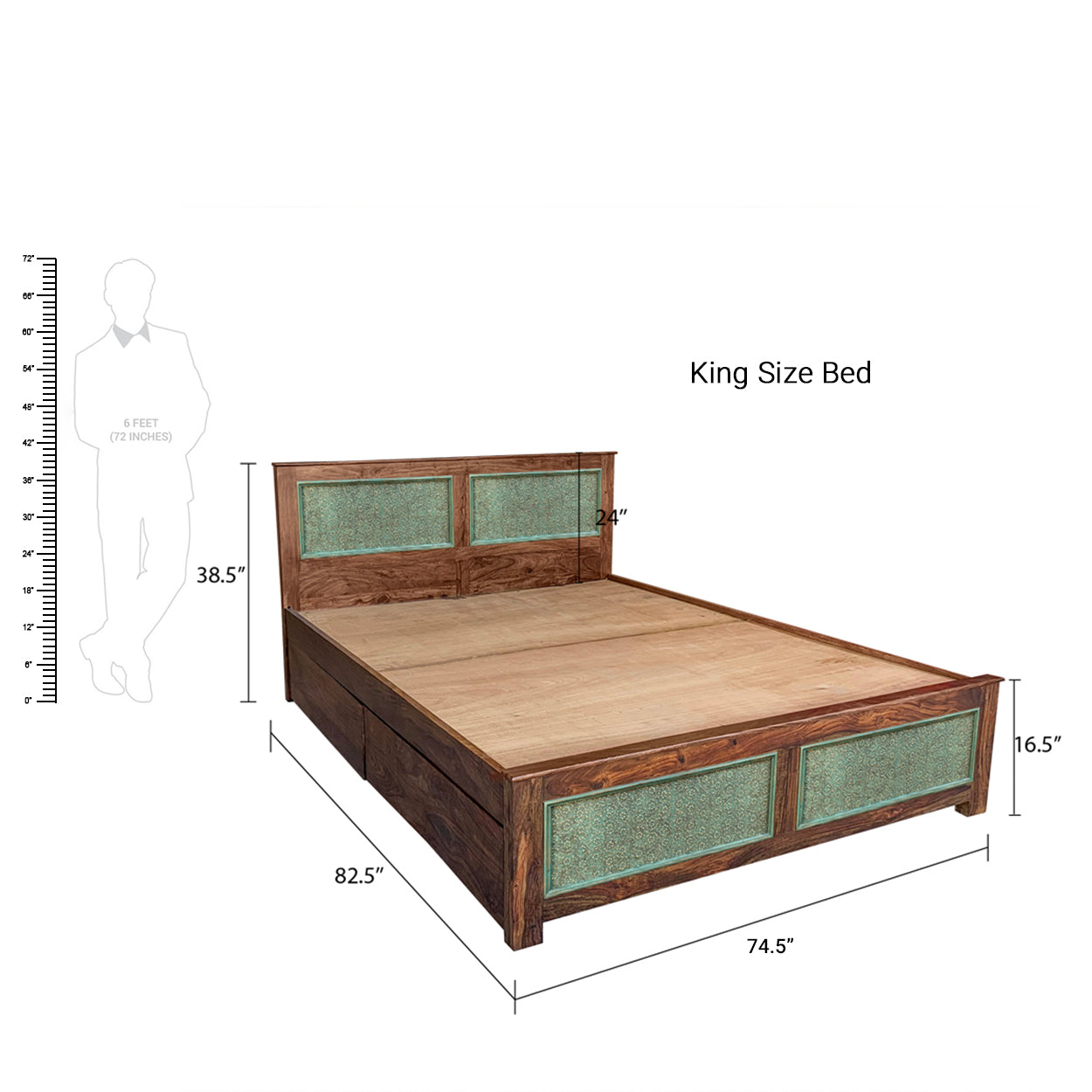 Sheesham Wood Bed with Drawers