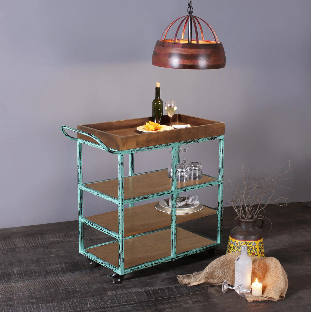 Buy Salome Solid Wood and Iron Bar Trolly Fabuliv