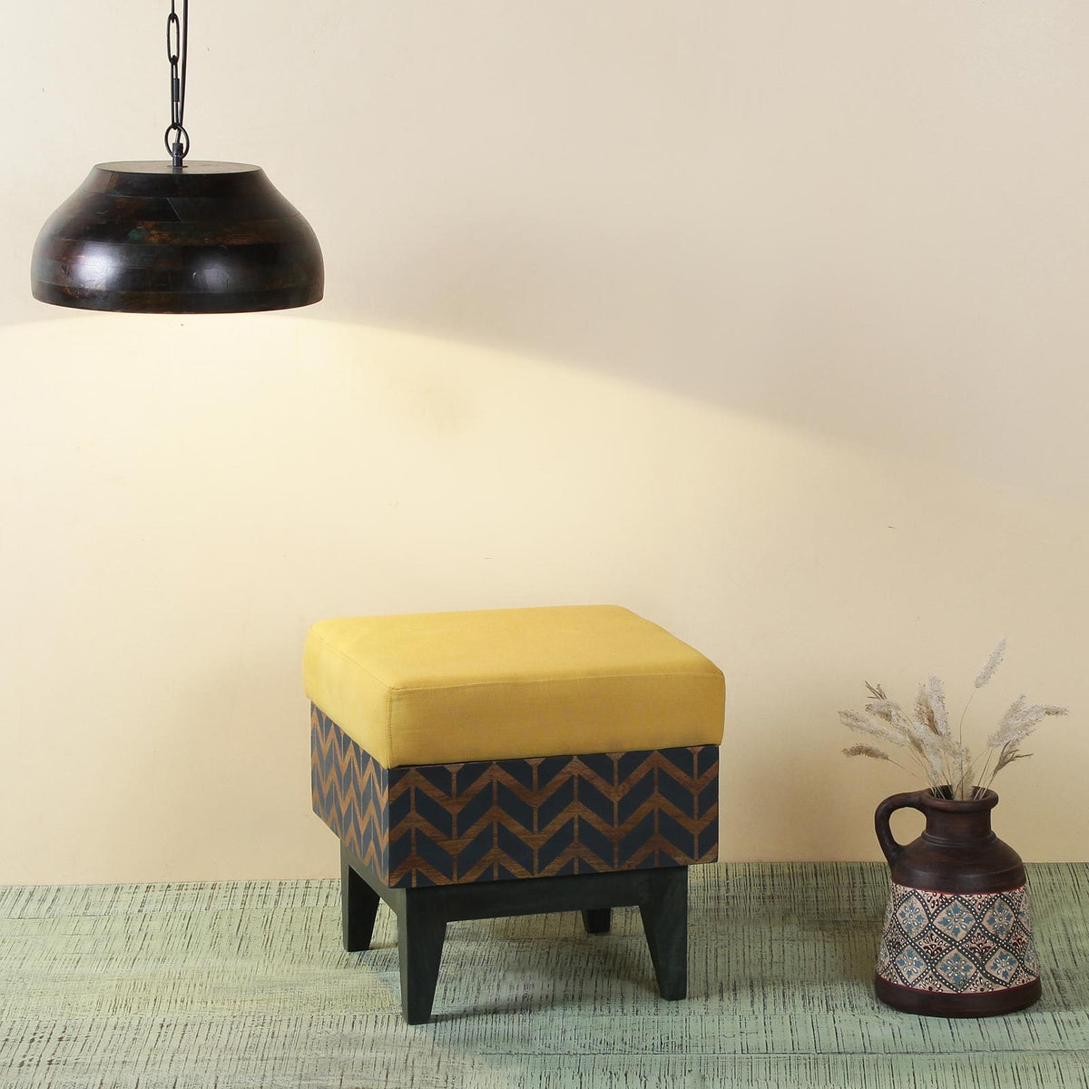 Tyler Wooden Stool with storage