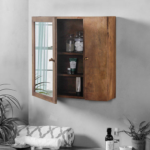 Elba Vintage Solid Wood Wall Mounted Bath Cabinet in 2 Sizes