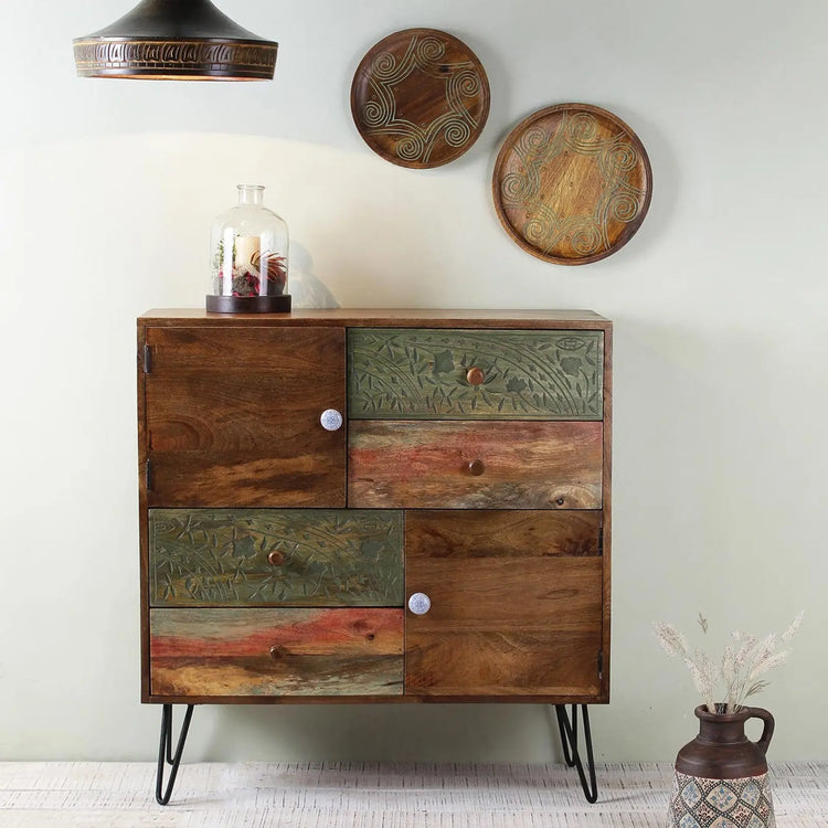 Viggo Solid Wood Hand Carved Cabinet