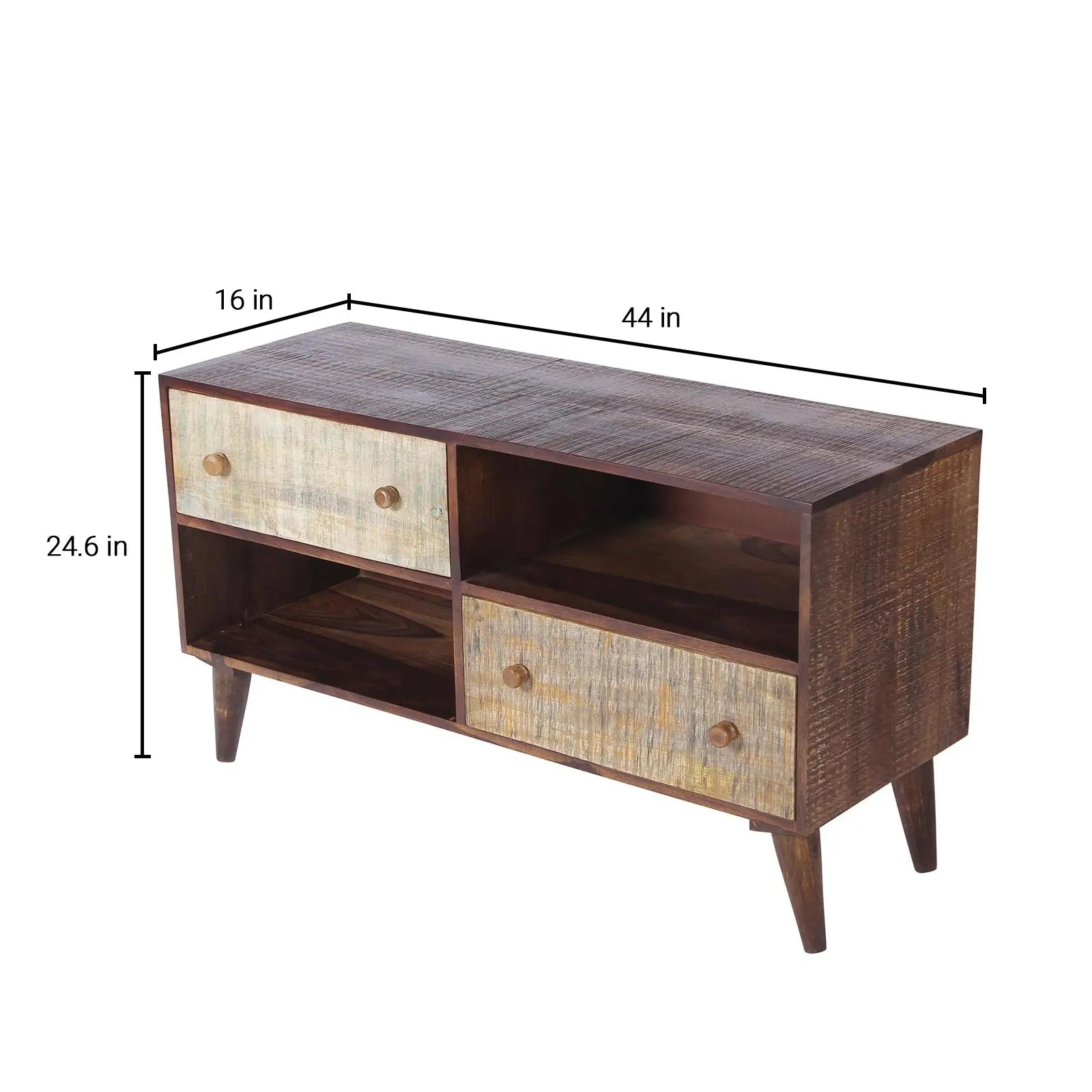 Octave Solid Wood Cabinet in Vintage Finish - Fabuliv