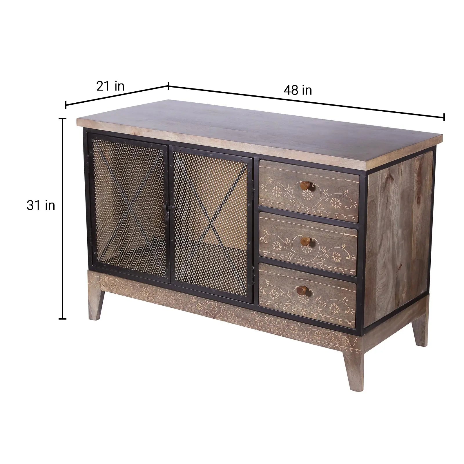 Industrial Solid Wood and Iron Cabinet