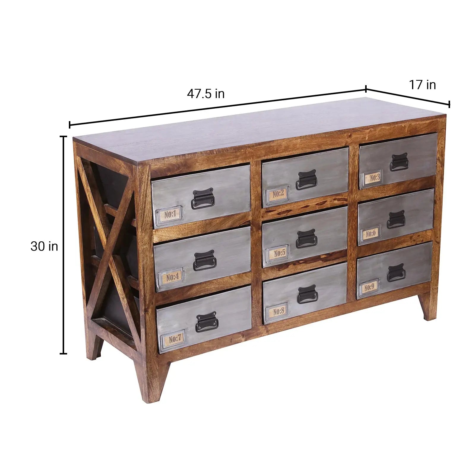Tristan Solid Wood and Iron Cabinet with Card Holder - Fabuliv