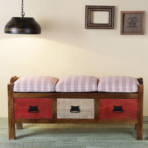 Agnes Solid Wood 3 Drawer Bench