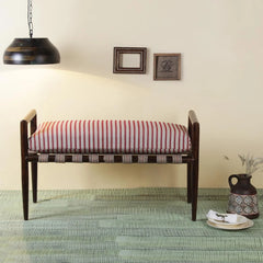 Alban Solid Wood hand woven Walnut Bench