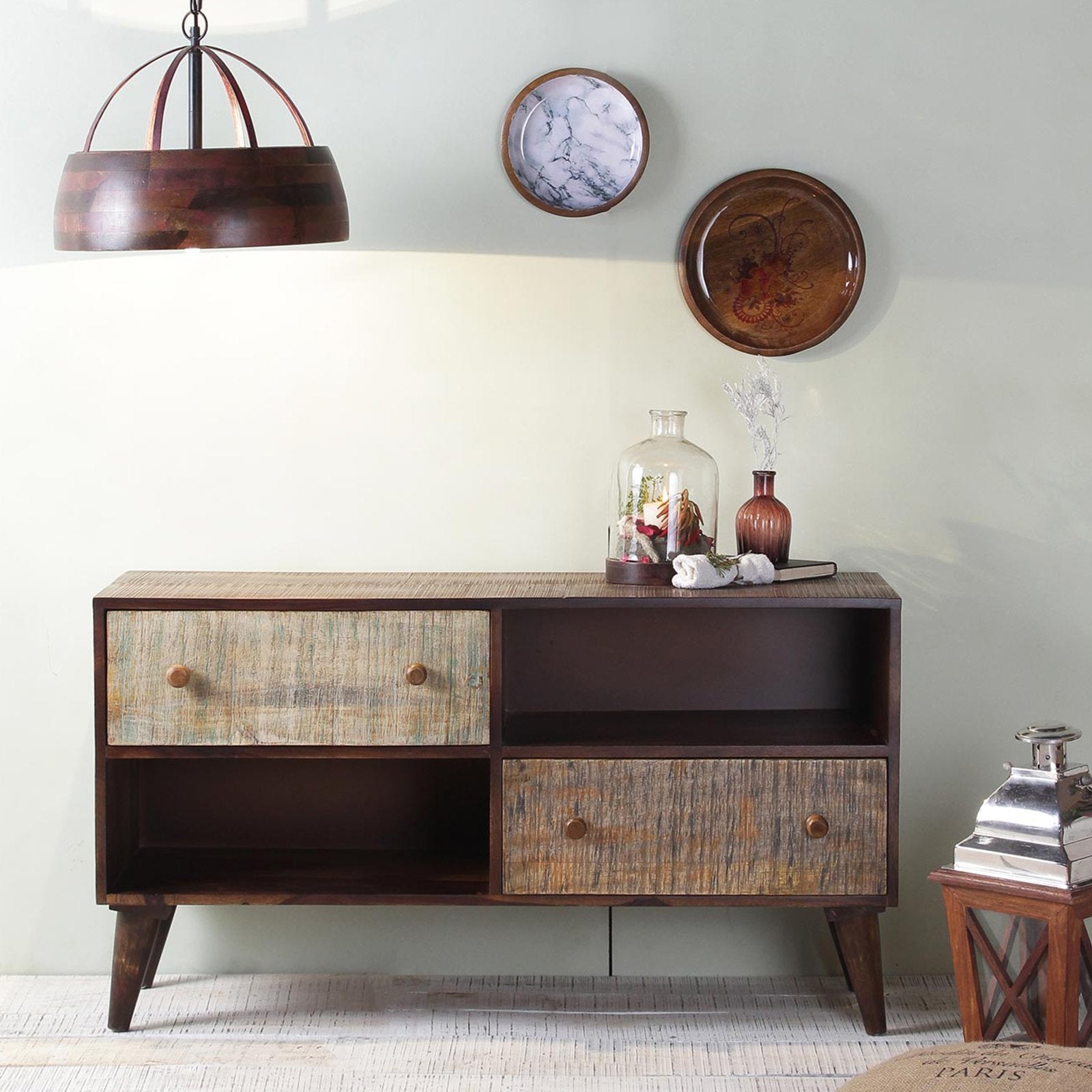 Octave Solid Wood Cabinet in Vintage Finish