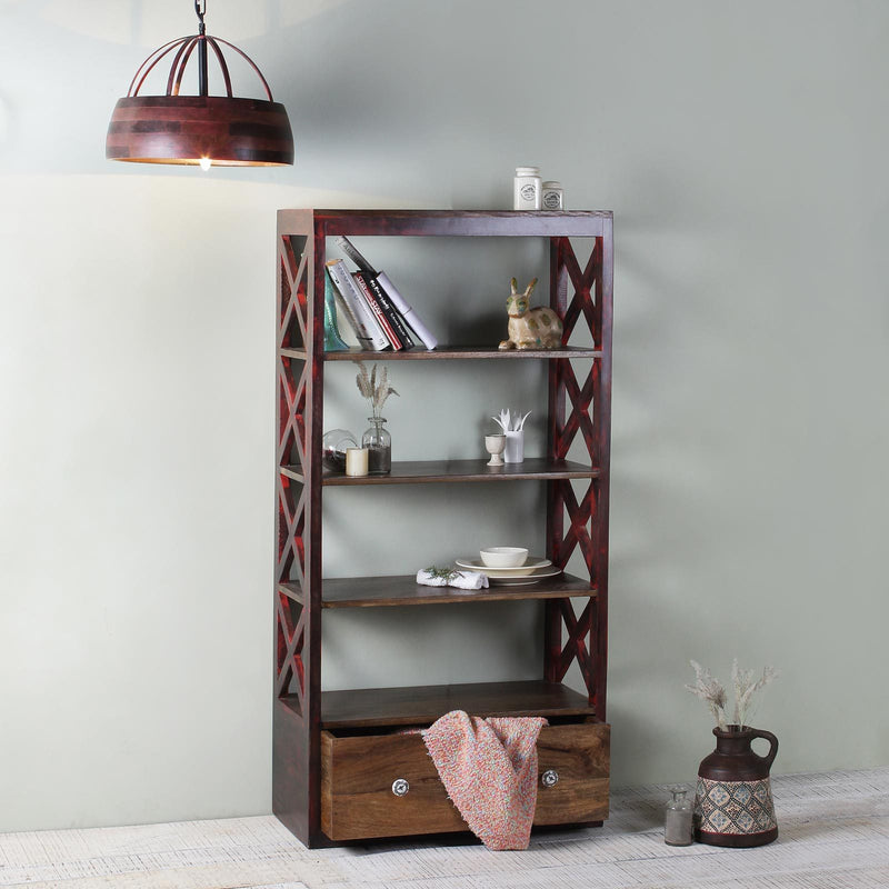 Paol Solid Wood Bookshelf Display Unit
