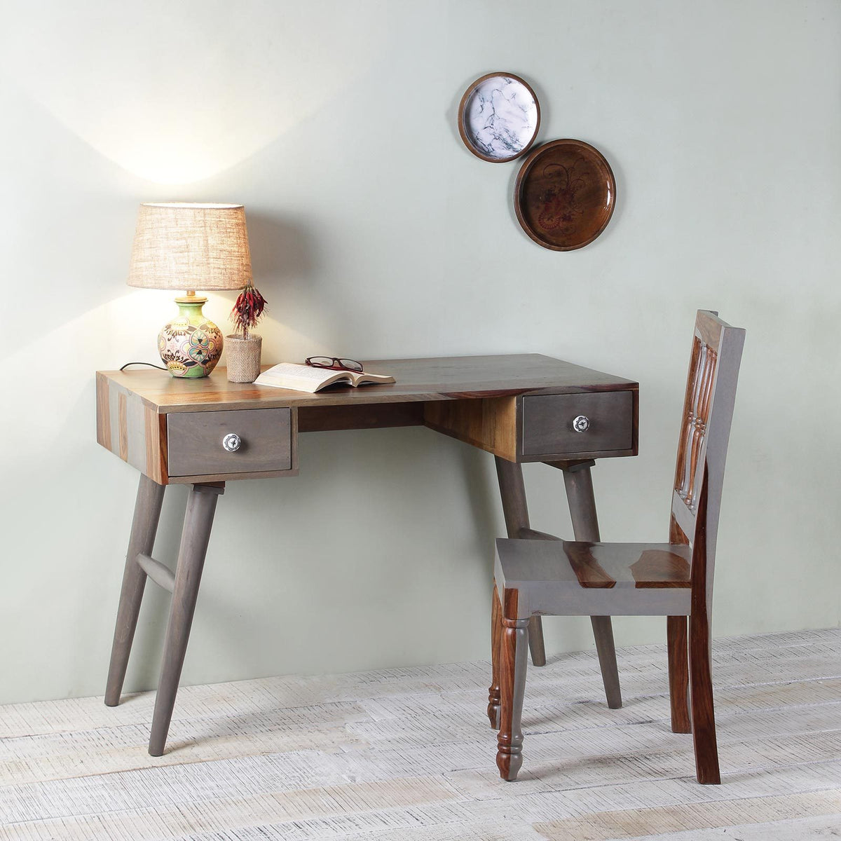 Raoul Solid Wood Study Table with Wooden Chair