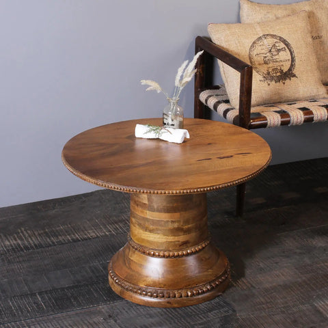 Pauline Solid Wood Round Coffee Table in Teak