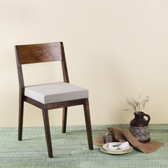 Nanon Solid Wood Chair with Grey Upholstery